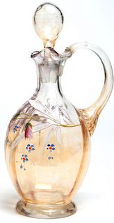 Early Galle Enameled Decanter or Perfume Bottle