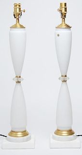 Pair of German Mid-Century Modern Glass Lamps
