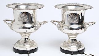 Pair of Silver-Plate Wine Cooler Lamps
