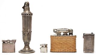 5 Vintage Cigarette Lighters, incl Sterling Silver