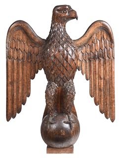 Large Carved Pine Spread Wing Eagle