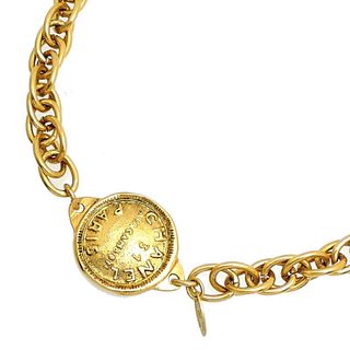 CHANEL RUE CAMBON COIN GOLD PLATED NECKLACE