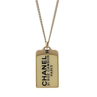 CHANEL RUE CAMBON PARIS PLATE GOLD PLATED NECKLACE