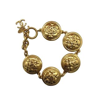 CHANEL COCO LOGO GOLD PLATED BRACELET
