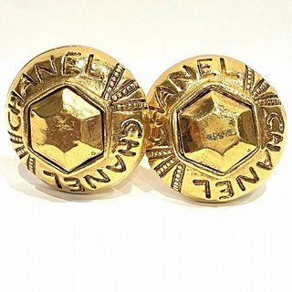 CHANEL ROUND VINTAGE GOLD PLATED EARRINGS