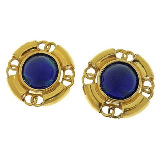 CHANEL GRIPORE COLORED STONE EARRINGS