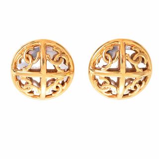 CHANEL COCO MARK ROUND EARRINGS