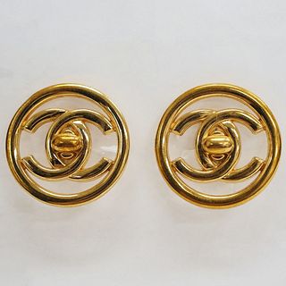 CHANEL TURNLOCK COCO ROUND EARRINGS