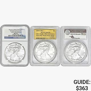 [3] American 1oz Silver Eagles PCGS/NGC MS70 [2013