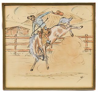 BUCKING BRONCO RANCH SCENE BY WH