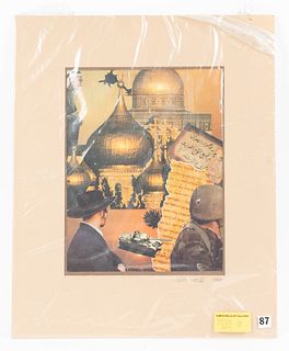 Carol Wald Signed Poster Jerusalem 1988 Collage (1) H 11" W 8"