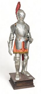 Marto (Toledo, Spain) Late 20th C., "Charles V Suit of Armor, Etched", H 77" W 27" Depth 23"