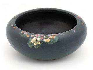 Weller Pottery (American) Bowl, Apple Blossoms, Ca. 1910, H 3" Dia. 6.5"