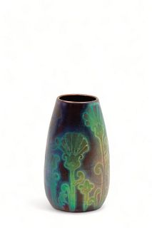 Jacques Sicard (1865-1923) for Weller Pottery (American) Iridescent Glaze Art Pottery Vase, Ca. 1930, H 5" Dia. 2.75"