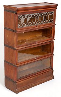Globe-Wernicke Company (American) Mahogany Barrister Bookcase, Camed Glass Front, Ca. 1920, H 52" W 34" Depth 12"