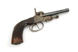 French Double Barrel Pinfire Boot Pistol, L 8.75"