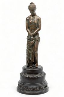 Bronze Sculpture "Allegorical Nude Female", H 22" Dia. 8"