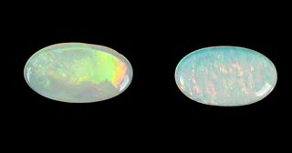1.7ct & 1.8ct Oval Cabochon Opals, Unmounted Stones, W 8mm L 19mm 1g 2 pcs