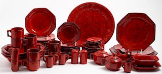 Italian Red-Glazed Ceramic Luncheon Set