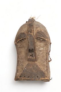 Democratic Republic of Congo, Songye Peoples, Carved Wood Mask (Kifwebe), H 13", W 7.5"