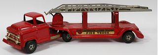 'GMC' VINTAGE BUDDY 'L' TOY METAL FIRE-TRUCK GENERAL MOTORS AUTHORIZED SALESMEN SAMPLE. C.1950 H 7" L 27"