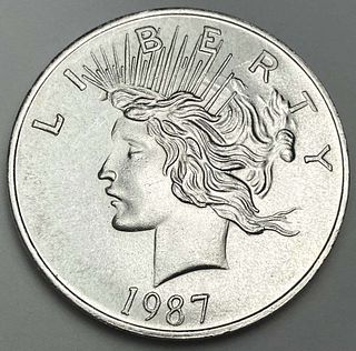 Rare 1987 Peace Dollar Design 1 ozt .999 Silver Trade Unit