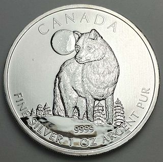 2011 Canada $5 Timber Wolf 1 ozt .9999 Silver