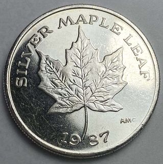 1987 Canada Maple Leaf Design Proof 1 ozt .999 Silver