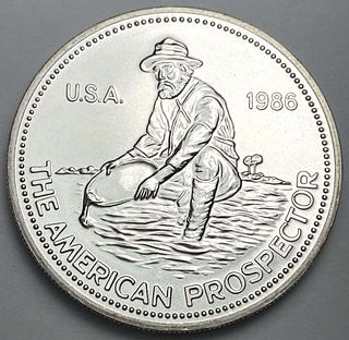 1986 Engelhard The American Prospector 1 ozt .999 Silver