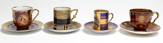 4 Assorted Porcelain Teacups & Saucers