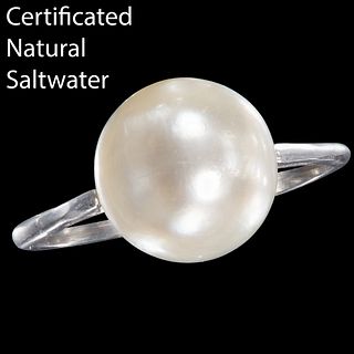LARGE CERTIFICATED NATURAL SALTWATER PEARL RING