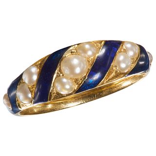 VICTORIAN PEARL AND ENAMEL RING