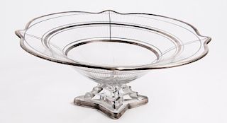 American Pressed Glass & Silver Overlay Fruit Bowl