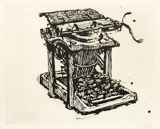 William Kentridge (South African, B. 1955) Aquatint on White Wove Paper 2003, "Large Typewriter", H 23.7" W 29.75"