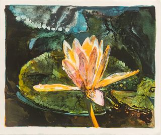Joseph Raffael (American, B. 1933) Lithograph in Colors on Wove Paper, 1979, "New Lily", H 24" W 30"