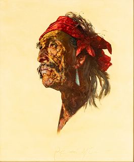 Ralph Brownell McGrew (American, 1916-1994) Oil on Masonite, Ca. Early 1970s, "The Navajo", H 24" W 20"