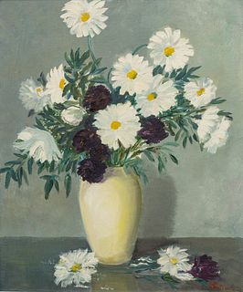 Karl Larsen (Danish, 1897-1977) Oil on Canvas "Floral Still Life", H 24" W 20"
