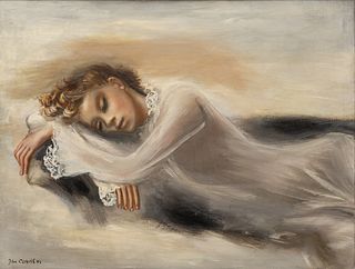 John Wesley Carroll (American, 1892-1959) Oil on Canvas 1934, "Sleeping", H 32" W 42"