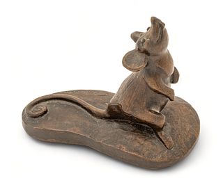 Marshall Maynard Fredericks (American, 1908-1998) Bronze Sculpture Mouse H 5.5" L 6"