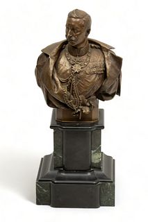 Gerhard Adolf Janensch (German, 1860-1933) Bronze Bust, Early 20th C., "Kaiser Wilhelm II", H 8.5" W 7" Depth 4.5"
