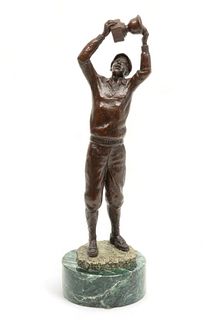 Edward Chesney (American/Detroit, 1922-2008) Bronze Sculpture, "Golf Champion", H 14.5" Dia. 3.75"