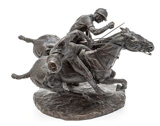 Thomas Holland Bronze Sculpture,  1976, Polo Players, H 13" L 19"