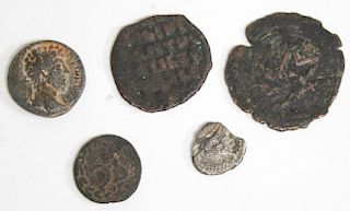 5 Assorted Ancient Coins, Incl. Greek & Roman
