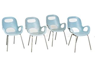 Karim Rashid (Egypt/Canadian, B. 1960) Molded Plastic Oh Chairs, H 34" W 23" Depth 19" 4 pcs