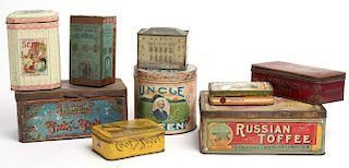 9 Antique Advertising Tin Boxes