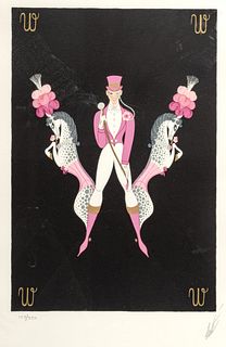 Erte (French, 1892-1990) Lithograph Ca. 1976, "Letter W", H 16" W 10.5"