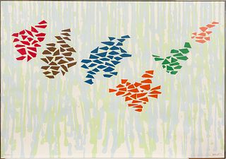 Robert Goodnough (American, 1917-2010) Silkscreen in Colors on Paper 1976, "Untitled", H 39" W 57.5"