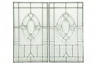 Set of Two Stained Glass Windows, H 36" W 21"