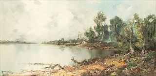 Ingfried Paul Henze (German, 1925-2013) Oil on Canvas "Landscape", H 24" W 36"