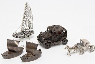 5 Silver Transportation-Themed Miniatures